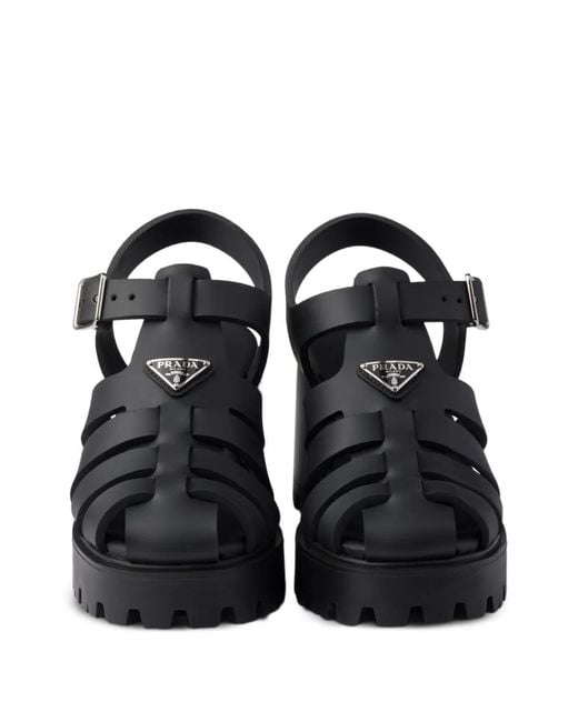 Prada Black Rubber Platform Sandals 90