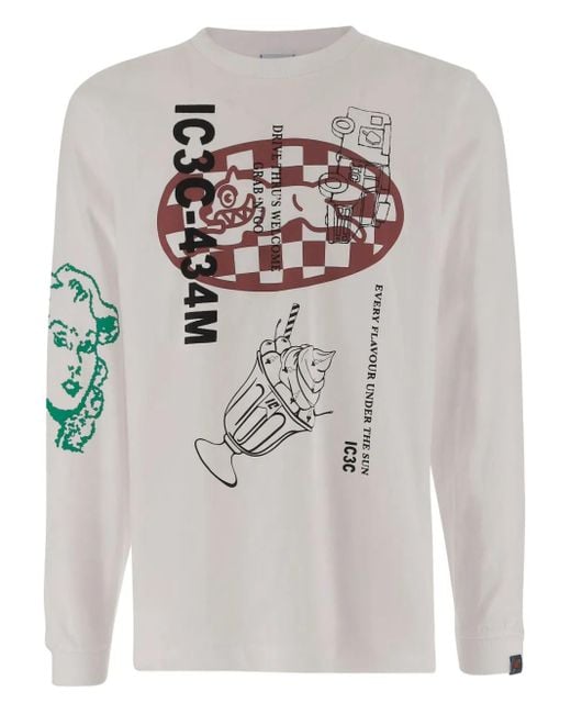 ICECREAM Langarmshirt mit grafischem Print in Gray für Herren