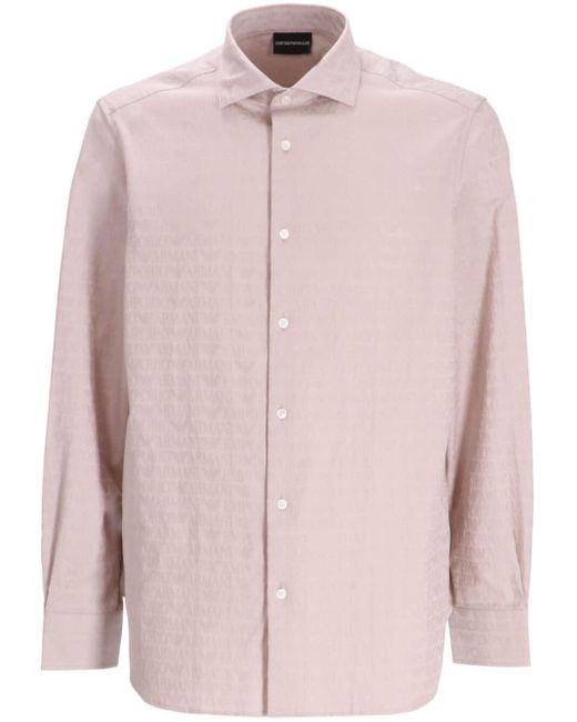 Emporio Armani Pink Logo-print Cotton Shirt for men
