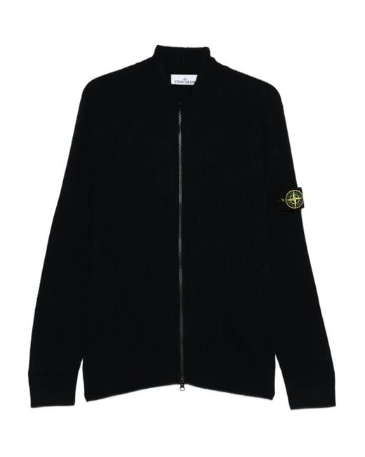 Stone Island Gerippter 5100006 Cardigan mit Reißverschluss in Black für Herren