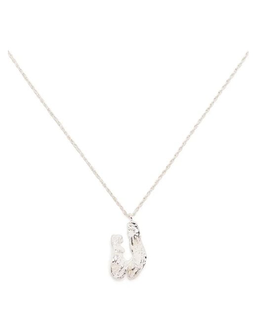 Loveness Lee White U Alphabet Pendant Necklace