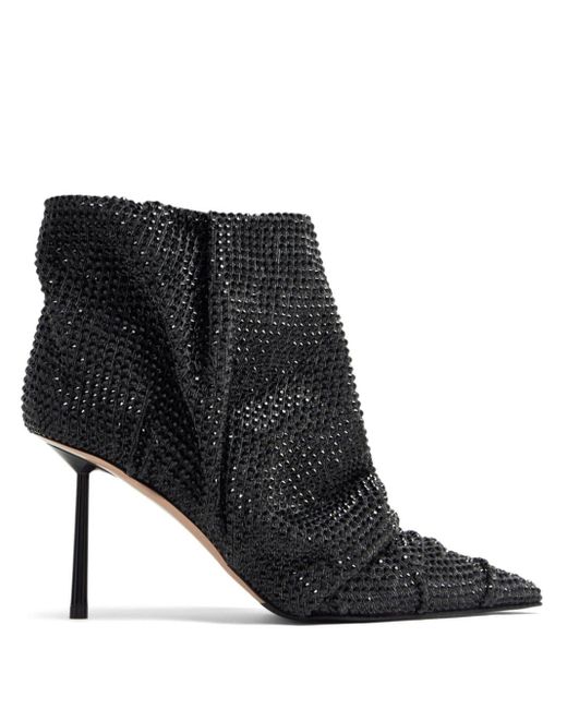 Le Silla Black Fedra Crystal-embellished Draped Ankle Boots