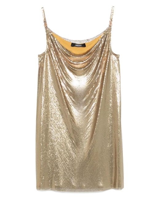 Abito Con Scollo A V di Versace in Metallic