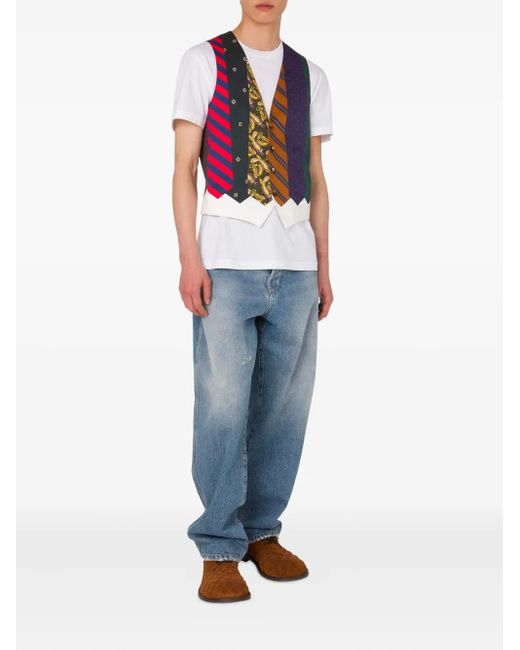 Moschino Blue Patchwork Waistcoat for men