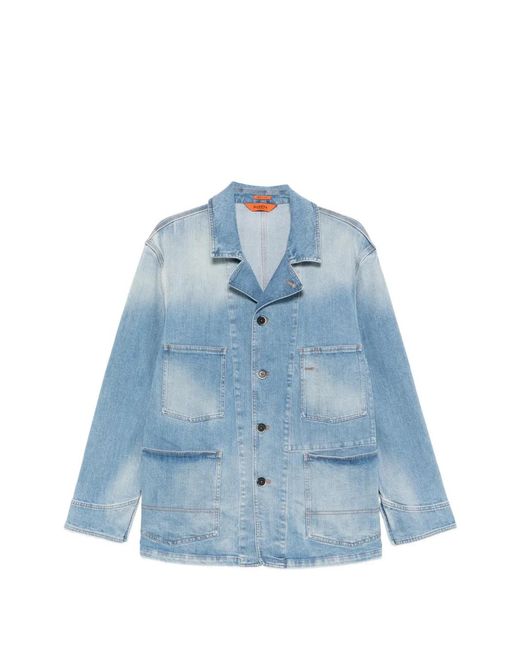 Barena Blue Veste En Jean À Poches Poitrine for men