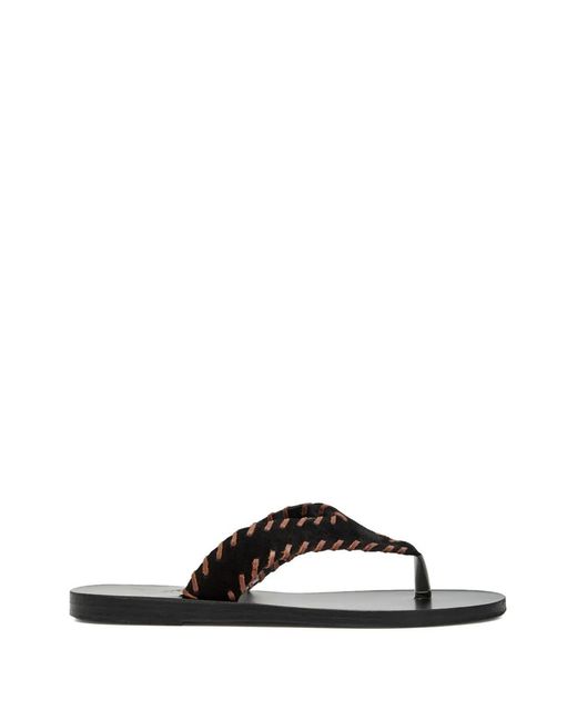 Ancient Greek Sandals Black Braided Strap Sandals