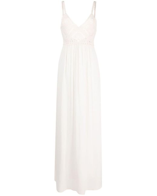 Ba&sh White Firenza Crochet-bodice Maxi Dress