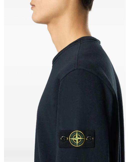 Stone Island Blue Patch Crew-Neck Sweatshirt for men