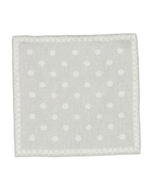 Eleventy White Floral-Pattern Pocket Square for men