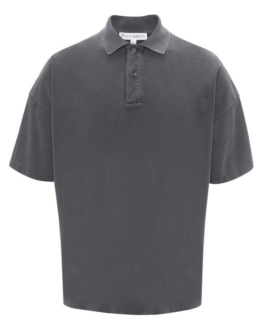 Polo en coton à logo brodé J.W. Anderson pour homme en coloris Gray