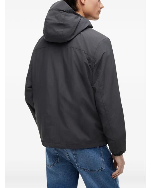 Tommy Hilfiger Gray Logo-Patch Hooded Jacket for men