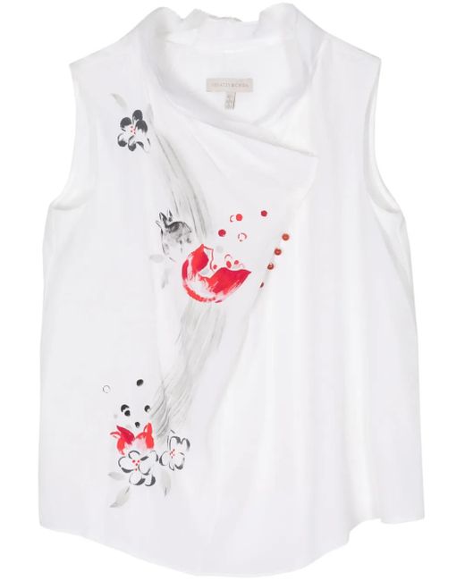 Shiatzy Chen フローラル シルクトップ White