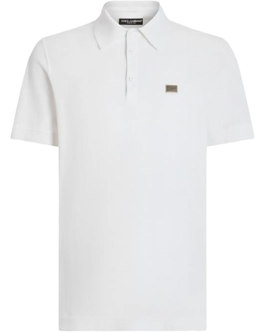 メンズ Dolce & Gabbana ロゴプレート ポロシャツ White