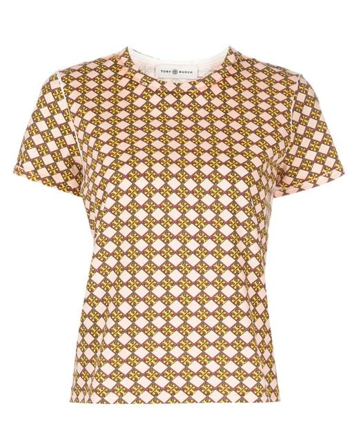 T-Shirt En Coton À Motif Monogrammé Tory Burch en coloris Multicolor