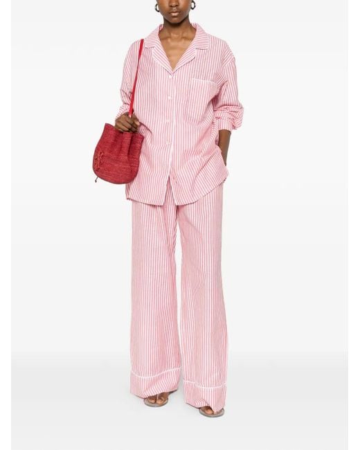 Riviera Pink Striped-Pattern Pants