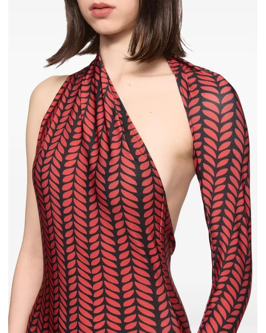 Atu Body Couture Red One-Shoulder Cut-Out Maxi Dress