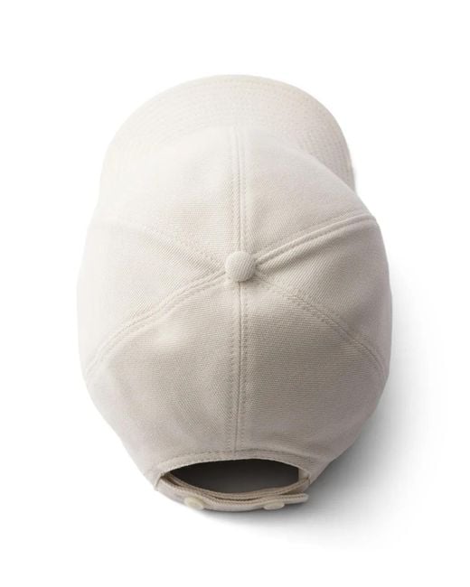 Prada White Old Piqué Baseball Cap for men