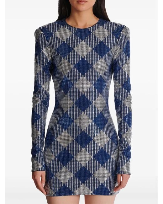 Abito Corto Con Strass di Balmain in Blue
