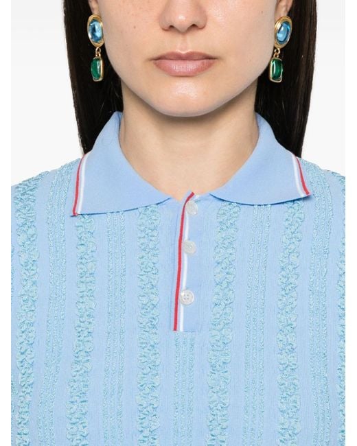 MSGM Ribbed Polo Top Blue