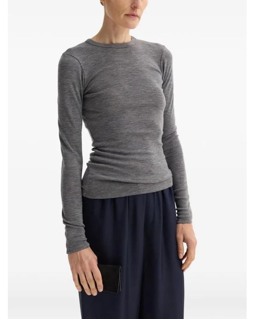 Rohe Gray Fine-Knit Long-Sleeved T-Shirt