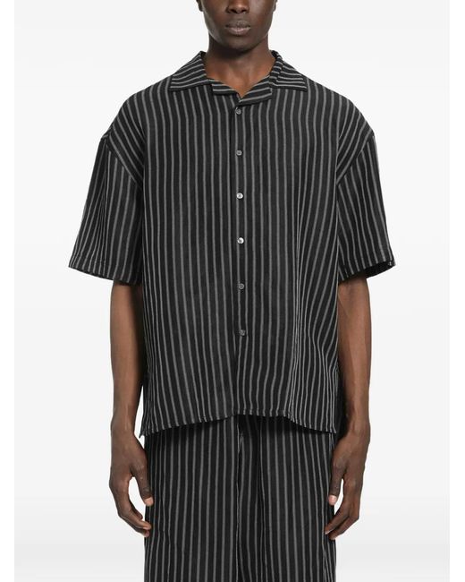 Willy Chavarria Black Striped Shirt for men