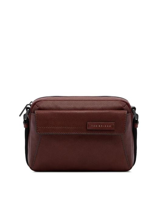 The Bridge Purple Pebbled-Leather Messenger Bag for men