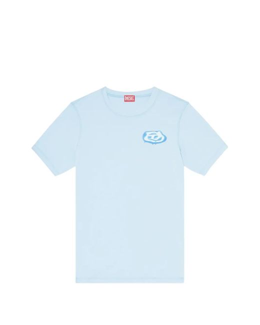 DIESEL Blue Oval D Logo-Print T-Shirt for men