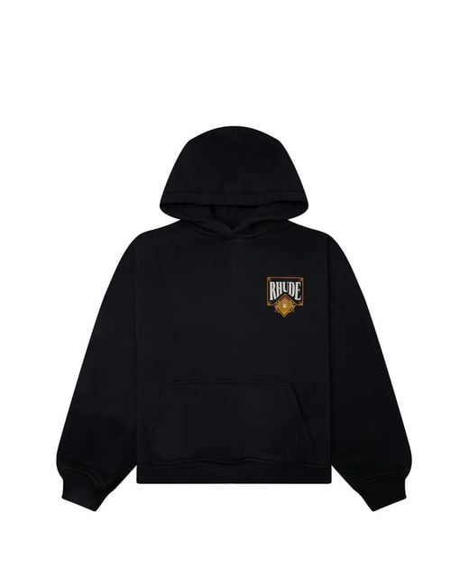 Rhude Black Graphic-Print Hoodie for men