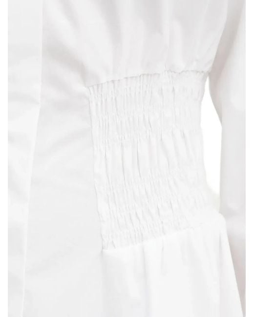 IVY & OAK White Shirred-Waist Shirt Dress