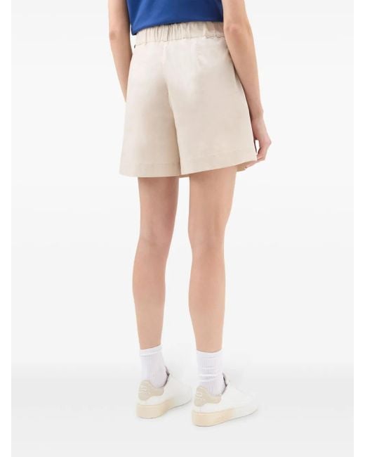 Woolrich White Pleated High-Waisted Shorts