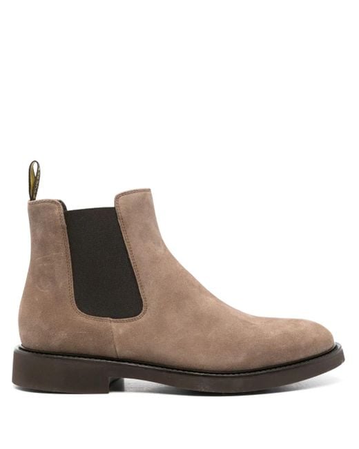 Doucal's Brown Pull-On Suede Chelsea Boots for men