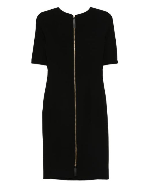 Giorgio Armani Black Zip-Fastening Short-Sleeve Midi Dress