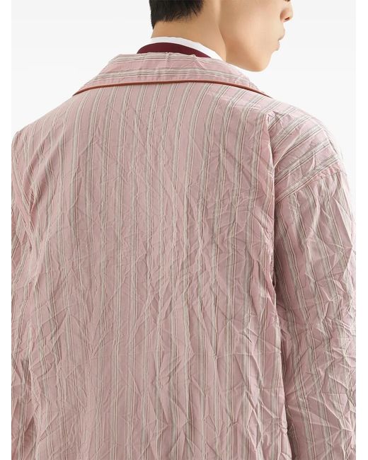 Dolce & Gabbana Pink Crinkled Striped Fabric Shirt-Style Vanity Robe for men