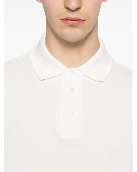 Emporio Armani White Logo Cotton Polo Shirt for men