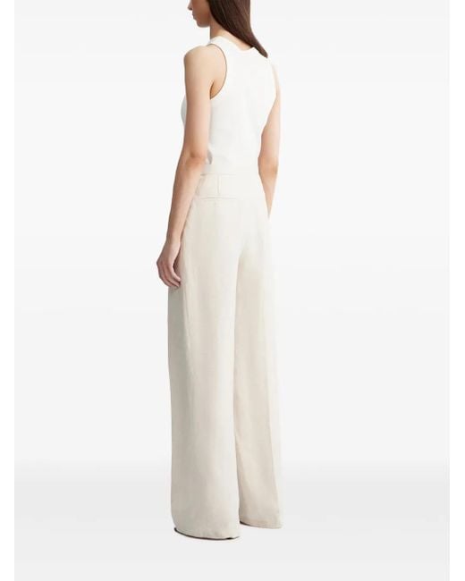 12 STOREEZ White Pressed-Crease Linen Trousers