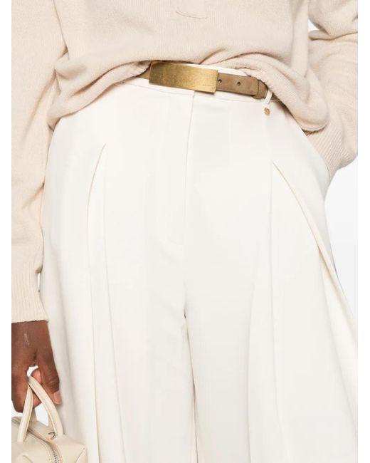 Nissa White Pleated Palazzo Pants