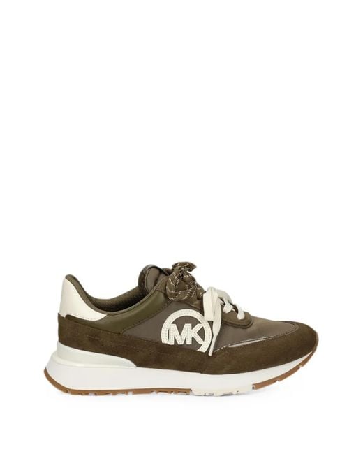 Michael Kors Green Panelled Logo-Patch Sneakers