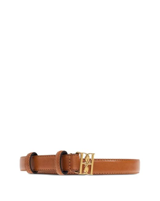 By Malene Birger White Logo-Buckle Leather Belt