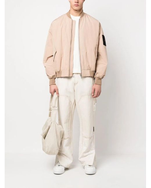 424 Pink Logo-Patch Quilted Bomber Jacket for men