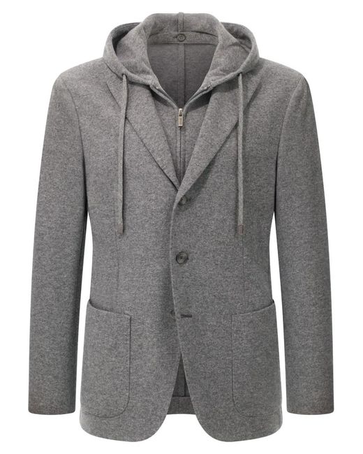 Boggi Gray Madison Hooded Blazer for men