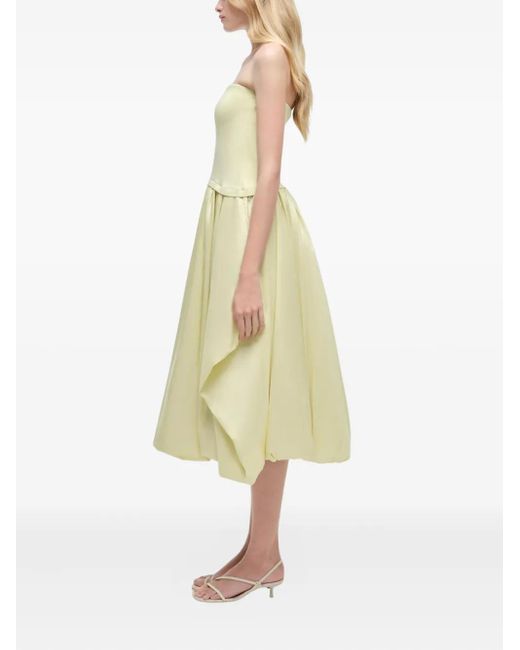 Jonathan Simkhai Yellow Strapless Balloon-Skirt Midi Day Dress
