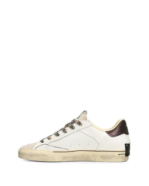 Crime London White Deconstructed Leopard-Print Laces Sneakers