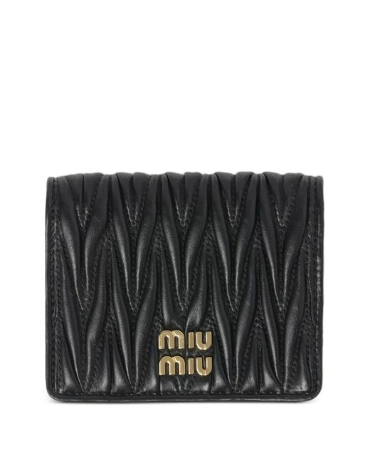 Miu Miu Black Small Matelassé Nappa Leather Wallet