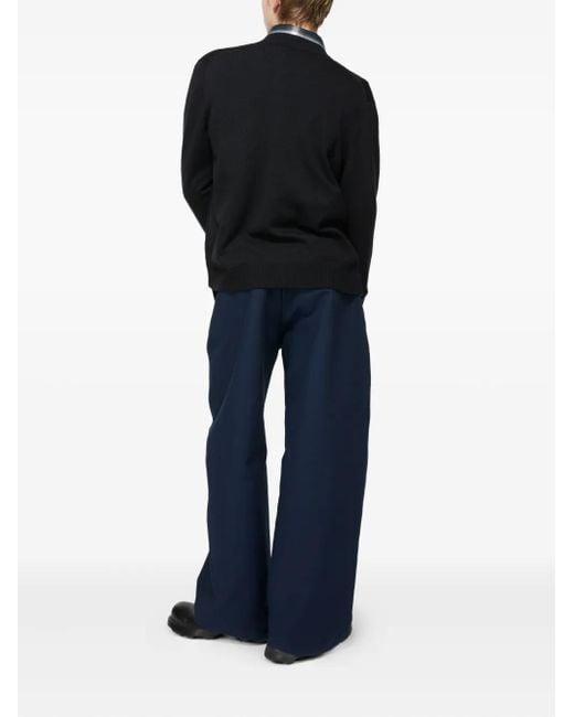 Acne Black Ribbed Button-Up Cardigan for men