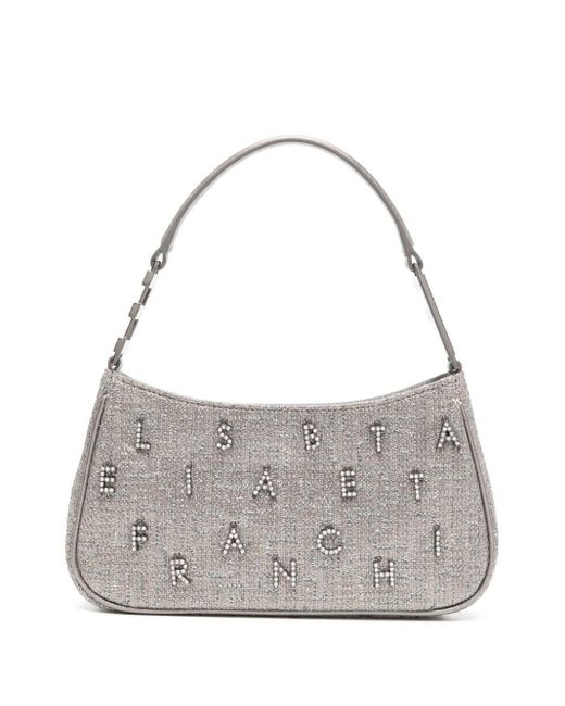 Elisabetta Franchi Gray Logo-lettering Lurex Shoulder Bag