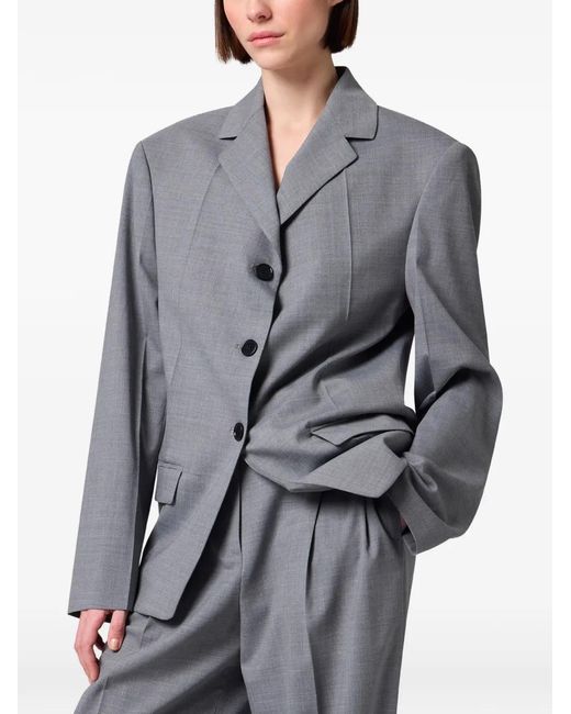 MSGM Gray Darted Single-Breasted Jacket