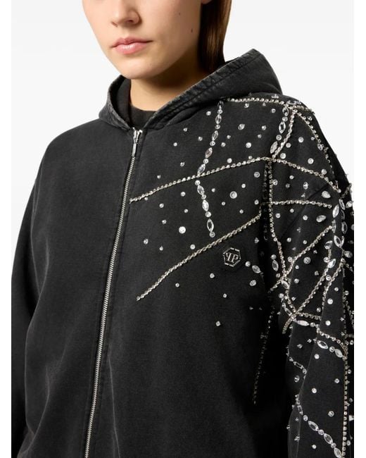 Philipp Plein Black Washed Zip Hoodie