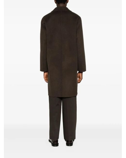 Amaranto Black Buttoned Single-Breasted Coat for men