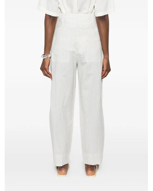 Totême White Striped Balloon Trousers