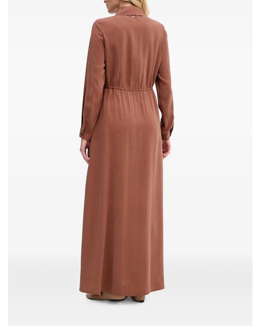 GAUDI Brown Drawstring-Waist Long-Sleeve Maxi Dress